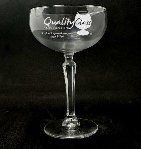 Engraved Retro Champagne or Martini Glass - 8.25 oz - Item QGE-499/601602 Personalized Engraved Drinkware Quality Glass Engraving