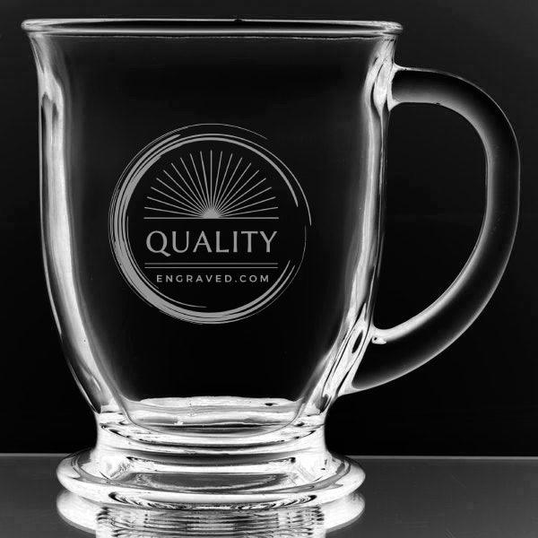 Engraved Glass Coffee Mug-16 oz. Item 5533416 Personalized Engraved Quality Glass Engraving