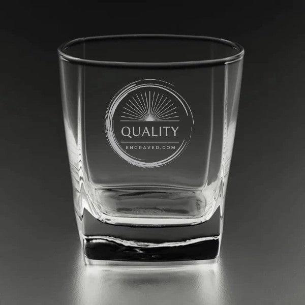 Engraved Cube 10 oz. Rocks / Old Fashioned Glass Personalized Engraved Drinkware Quality Glass Engraving