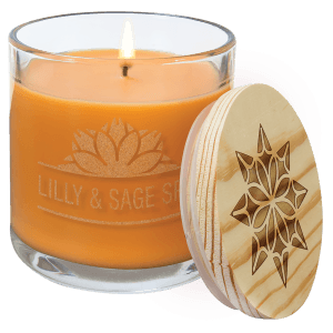 Engraved Bright Citrus Candle in Glass Jar with Customizable Wood Lid 14oz - Item CDL1051 Personalized Engraved Quality Glass Engraving