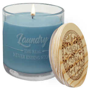 Custom Engraved Fresh Linen Candle in Glass Jar with Customizable Wood ...