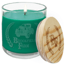 Engraved Fresh Pine Candle in Glass Jar with Customizable Wood Lid 14oz - Item CDL1056 Personalized Engraved Quality Glass Engraving