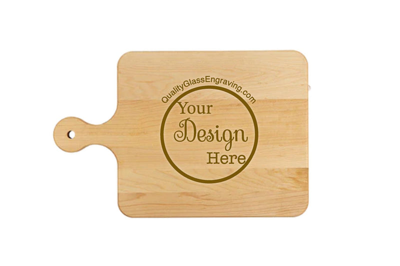 Engraved Cutting Board with Rounded Handle 16''x10-1/2''x3/4'' - OH16 Personalized Engraved Wood Quality Glass Engraving