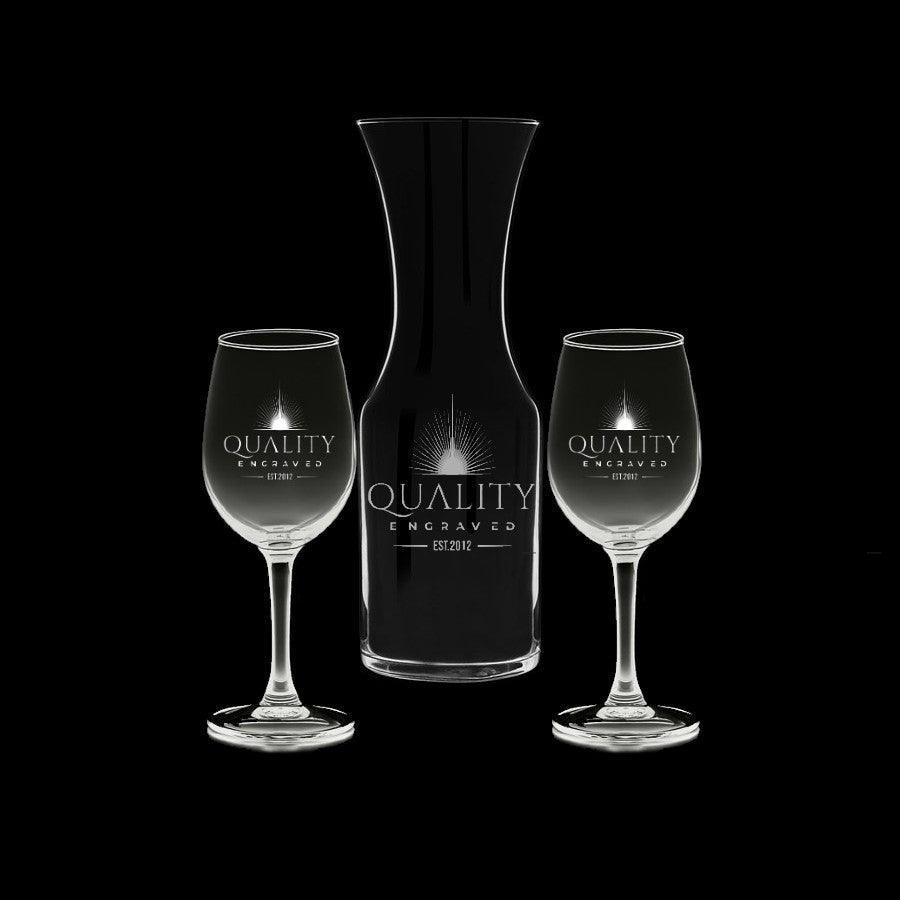 Etched Wine Glass Set and White Wine