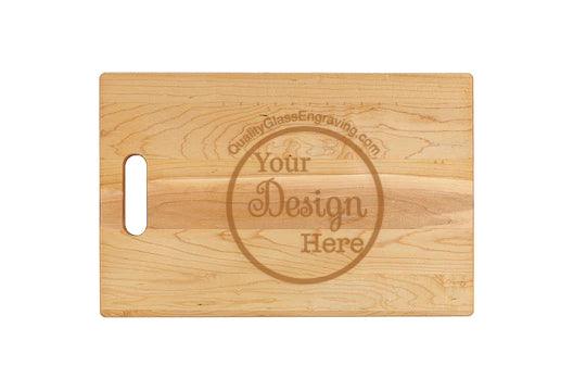 Engraved Large Cutting Board with Cutout Handle 16''x10-1/2''x3/4' Personalized Engraved Wood Quality Glass Engraving