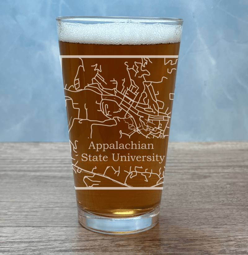 Engraved College Town Map Glass 16 oz-Item 212/G3960A-5139 Personalized Engraved Drinkware Quality Glass Engraving