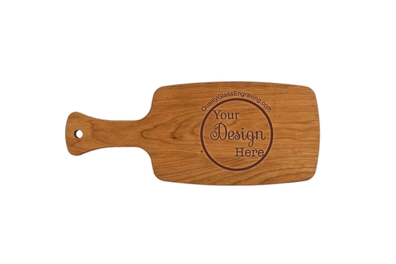 Engraved Small Service Board with Handle 14-1/2''x6''x3/4' - OH14 Personalized Engraved Wood Quality Glass Engraving