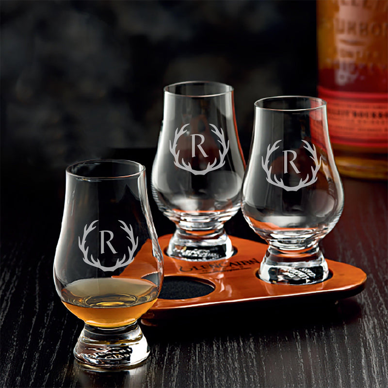 Glencairn Whiskey Glasses Decanter Set with Handcrafted Wood Box