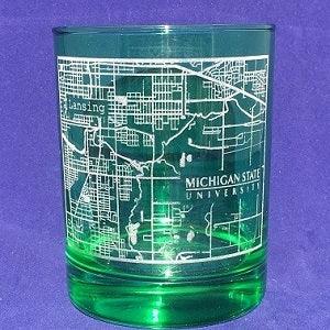 Green Engraved Bar Glass - 14 oz - Item GS53232-11 Personalized Engraved Quality Glass Engraving