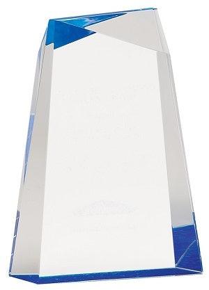 7" Engraved Blue Facet Wedge Acrylic - Item AWG7BU Personalized Engraved Quality Glass Engraving