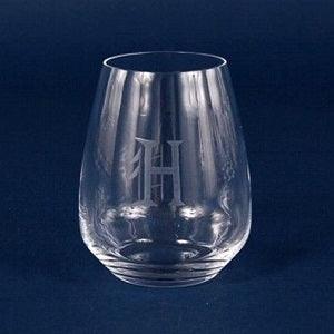 Engraved Luigi Bormioli Atelier Crystal Stemless Wine Glass - 14 oz - Item 459/10289 Personalized Engraved Drinkware Quality Glass Engraving