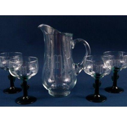 5 Piece Cactus Engraved Margarita Pitcher Set With Your Logo Personalized Engraved Quality Glass Engraving