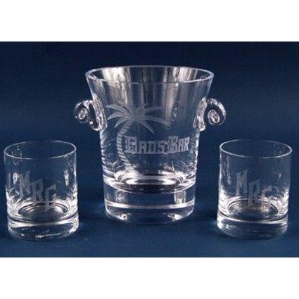 Engraved Crystal Ice Bucket 3 Piece Set - Item 322-3 Personalized Engraved Quality Glass Engraving
