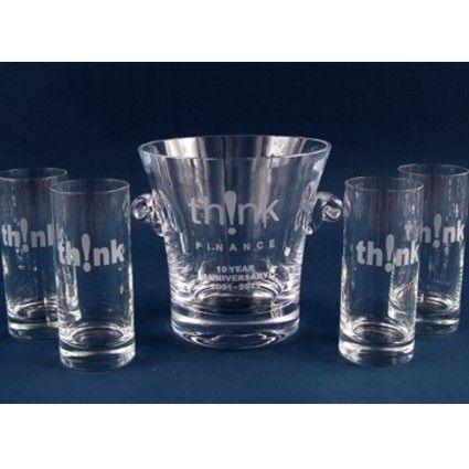 Engraved 5 Piece Crystal Ice Bucket Set - Item 324B-5 Personalized Engraved Quality Glass Engraving
