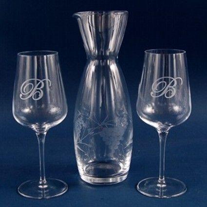 Engraved 3 Piece Etched Crystal White Wine Set-Item 375-3 Personalized Engraved Quality Glass Engraving