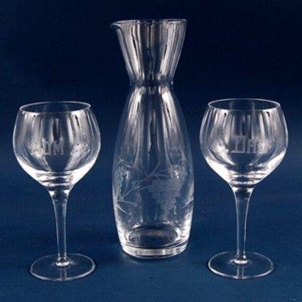 Engraved 3 Piece Etched Crystal Red Wine Set - Item 376-3 Personalized Engraved Quality Glass Engraving