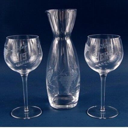 Personalized 3Pc Engraved Crystal Red Wine Set - Add Your Logo Personalized Engraved Quality Glass Engraving