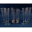 Engraved 5 Piece Footed 16oz Pilsner & Pitcher Set - Item 369-5 Personalized Engraved Quality Glass Engraving