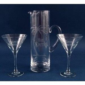 Engraved 3 Piece Martini Pitcher Set - Item 350-3 Personalized Engraved Quality Glass Engraving
