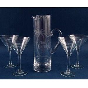 Engraved 5 Piece Martini Pitcher Set - Item 350-5 Personalized Engraved Quality Glass Engraving