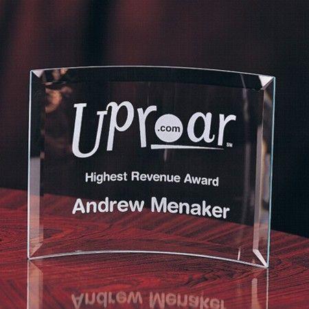 Engraved Beveled Edge Curved 7x10 Award - Item 1022/55-104B Personalized Engraved Quality Glass Engraving