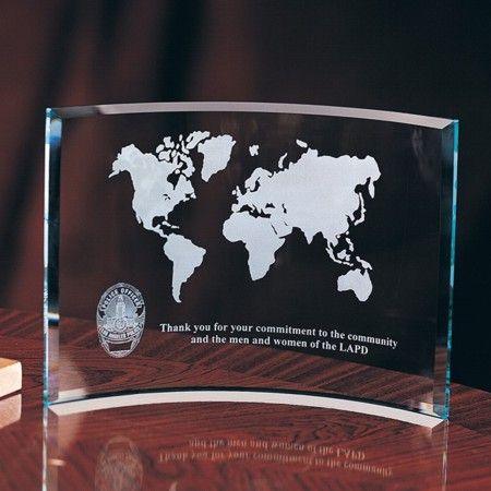 Personalized Beveled Edge Curved Glass 7x10 16mm Award - Item 104 Personalized Engraved Quality Glass Engraving