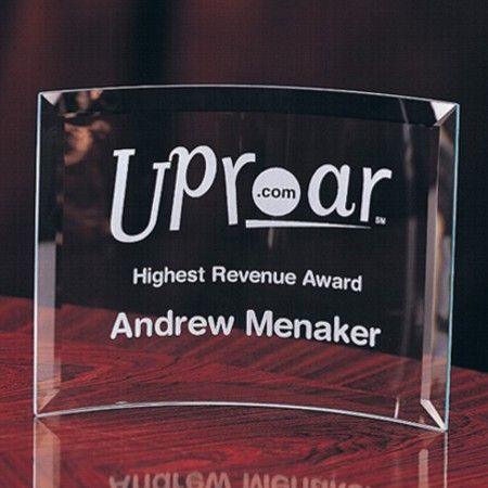 Engraved Beveled Edge Curved 9x14 Award - Item 1024/55-106B Personalized Engraved Quality Glass Engraving