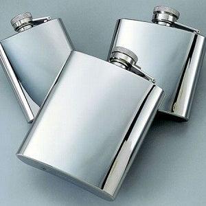 Engraved Bright Finish Flask - 8 oz 5" - Item 021040 Personalized Engraved Quality Glass Engraving