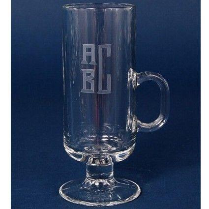 Engraved Glass Irish Coffee Mug - 8.5 oz - Item 524/5292 Personalized Engraved Quality Glass Engraving