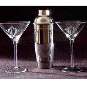 Engraved 3 Piece Martini Metal Shaker Set - Item 354-3 Personalized Engraved Quality Glass Engraving