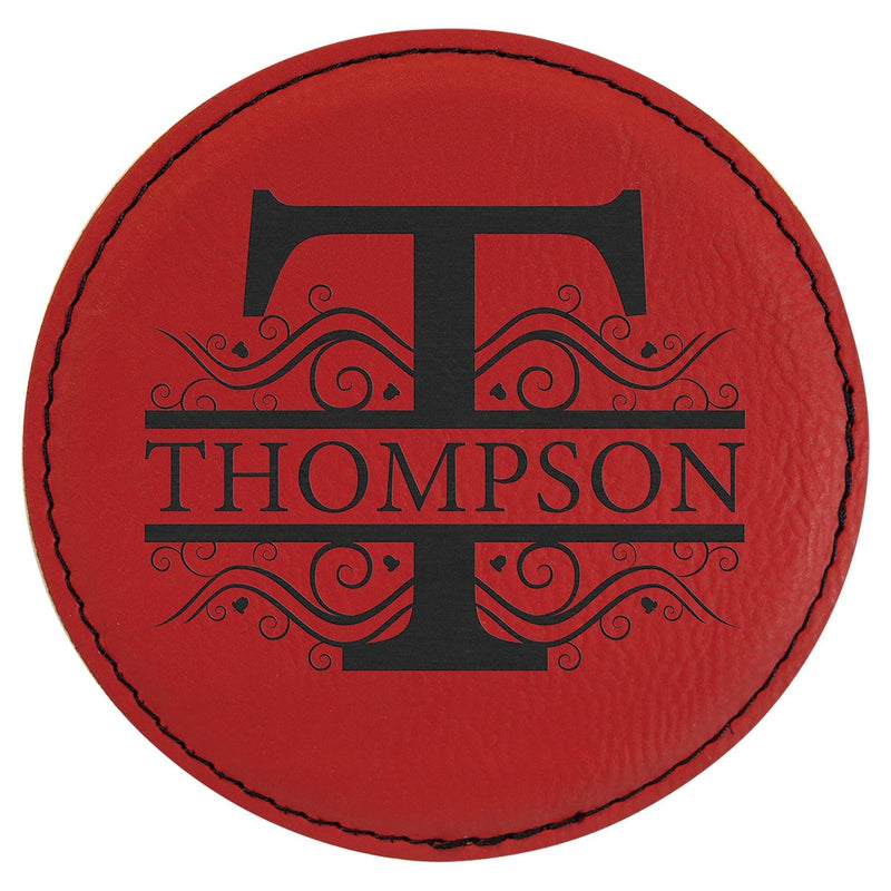 Engraved Round Drink Coaster, 4" Laserable Leatherette Personalized Engraved Coaster Quality Glass Engraving